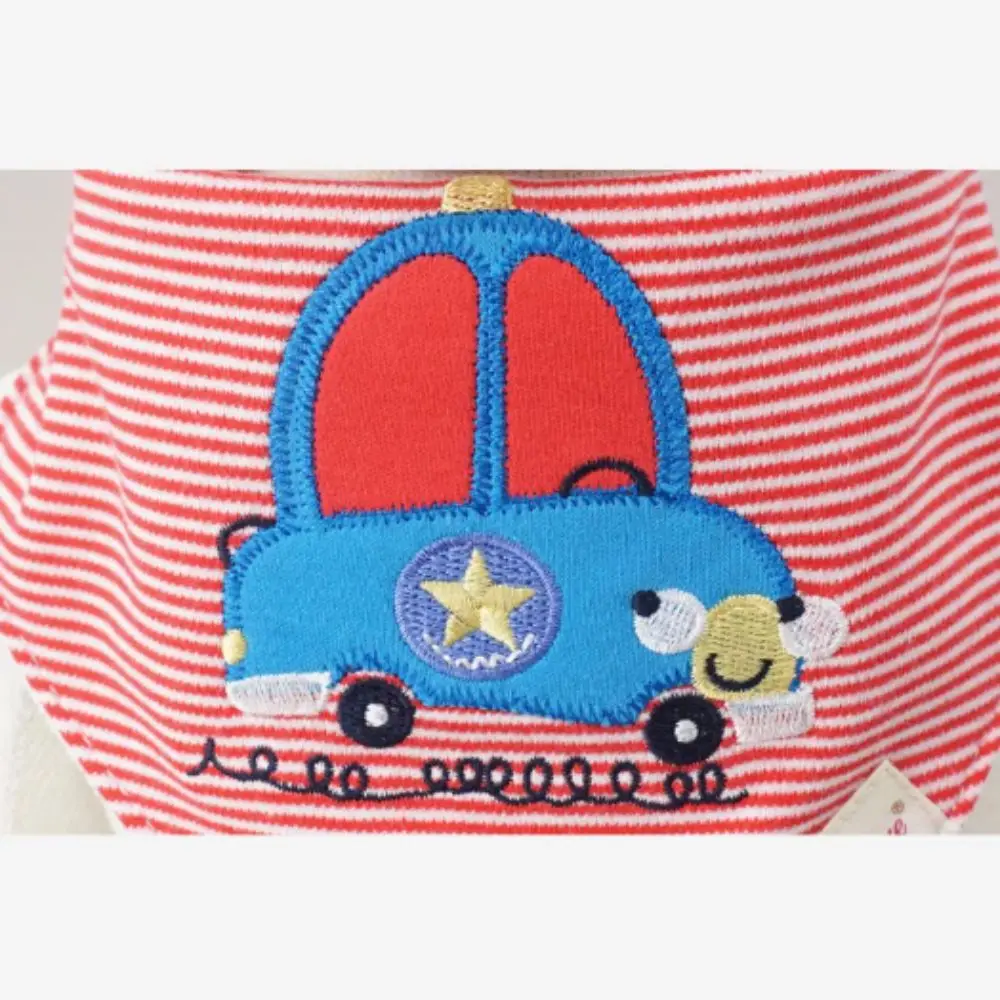 

Cotton Material Baby Bibs Stripes Pattern Soft Texture Drool Bibs Triangle Shape Cartoon Design Bandana Bibs Burping Time