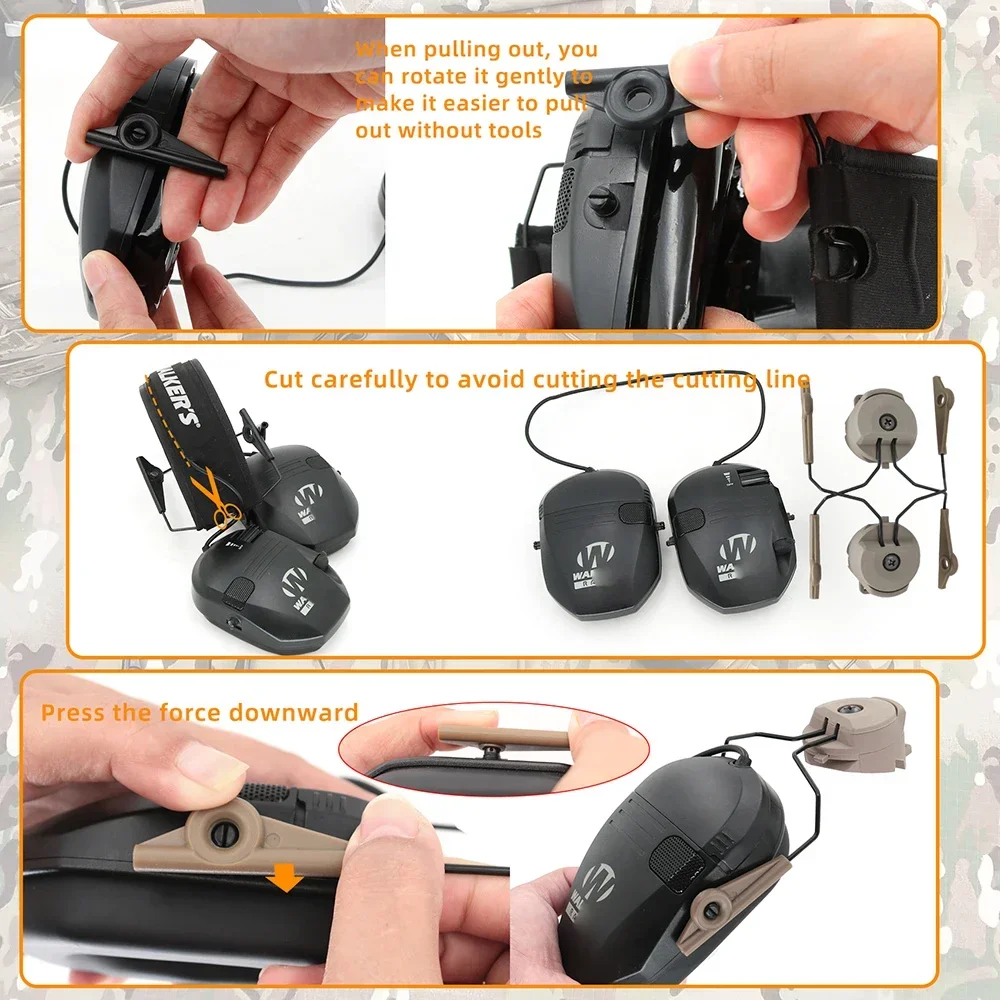 HEARING TACTICAL ARC Rail Adapter for Tactical Headset Walker's Razor Slim Hunting Headphone Electronic Shooting Earmuffs