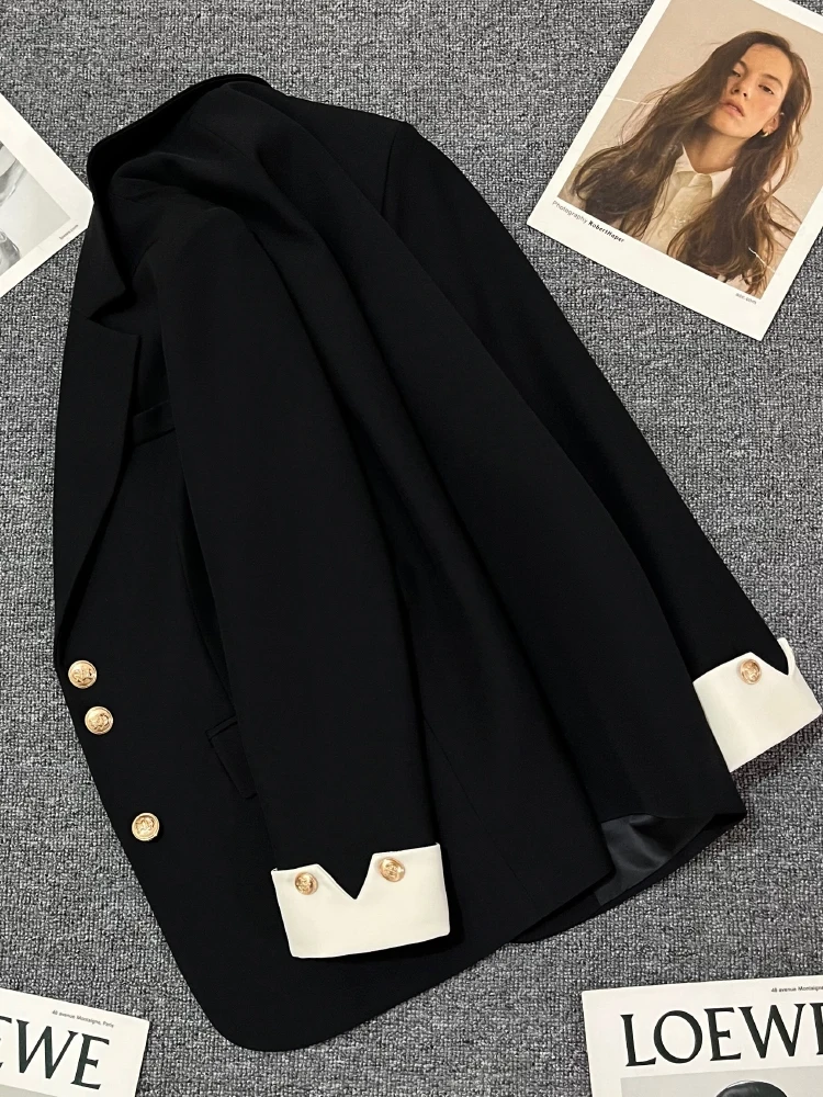 

Spliced Heavy Chain Folds Pu Leather Bodycon Working Autumnal Single-Button Pure Sequin Silhouette Attire Light Waist-Closed