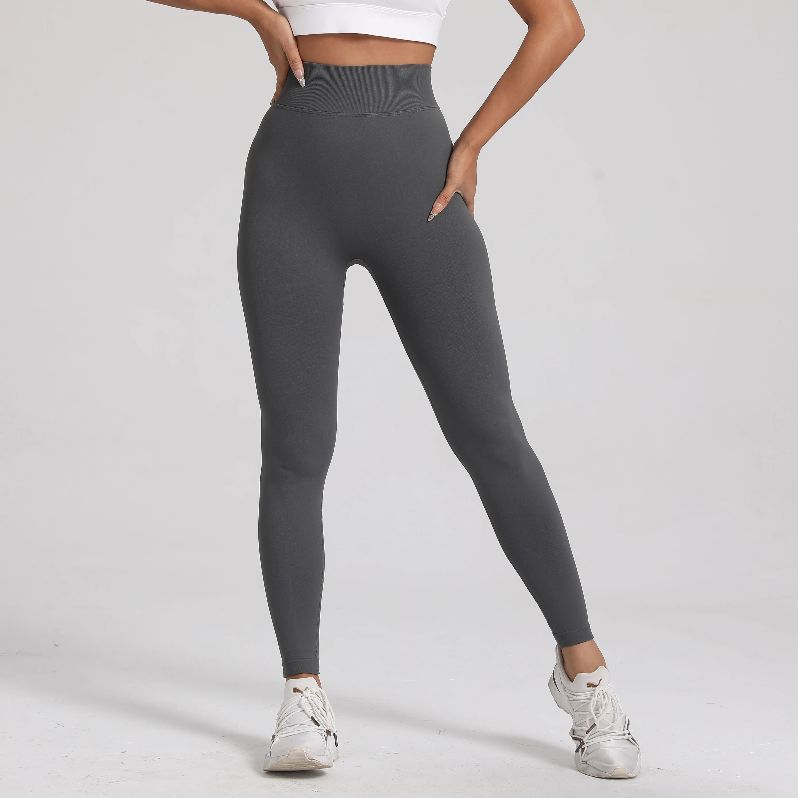 Legging Yoga wanita, celana ketat latihan polos, celana latihan elastis, Legging olahraga atletik Gym modis, Legging Yoga punggung V untuk wanita