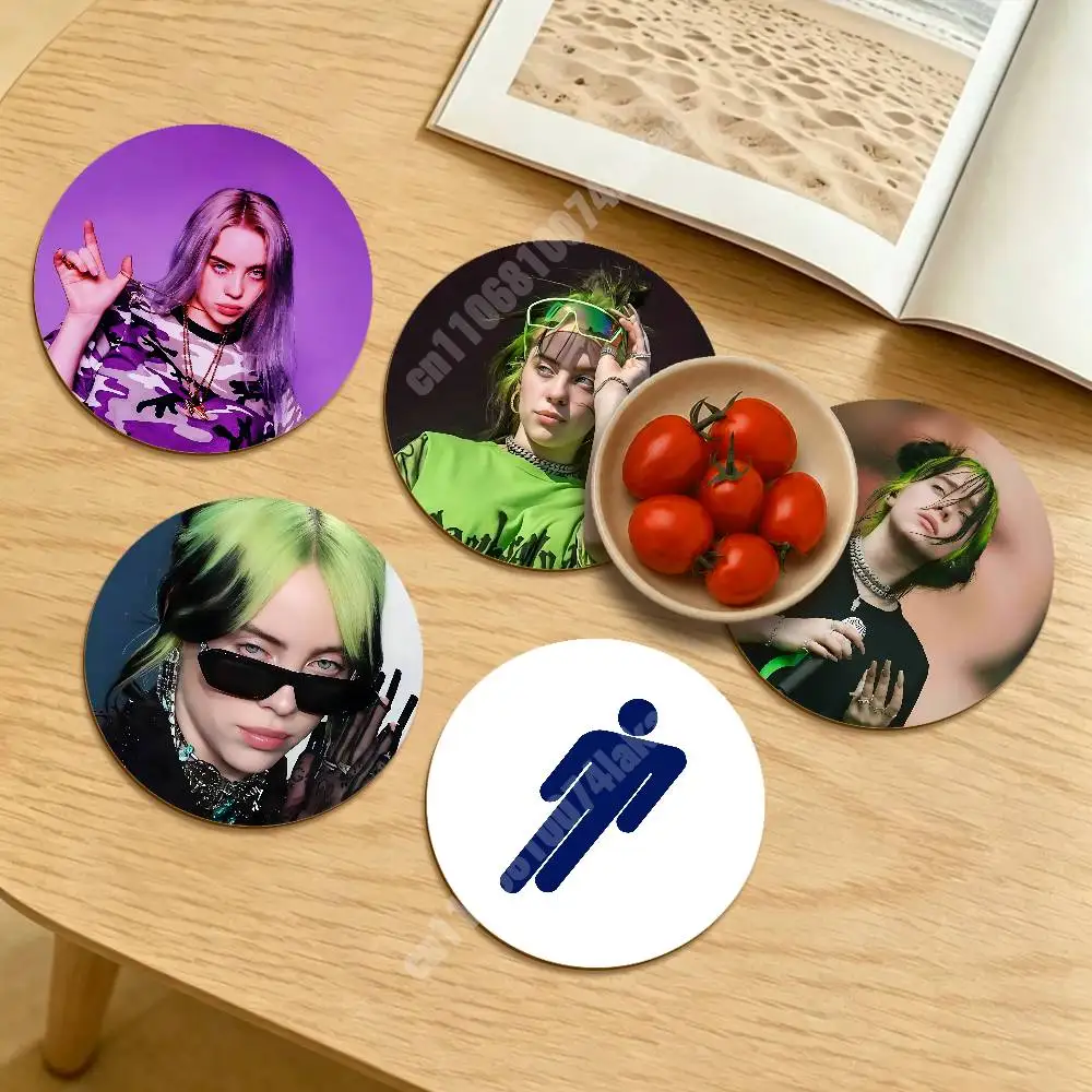 

B-Billie Eilish-S Hit Me Hard and Soft Round Coaster for Drink Cup Clean Table Styling Sustainable Lifestyle Decor