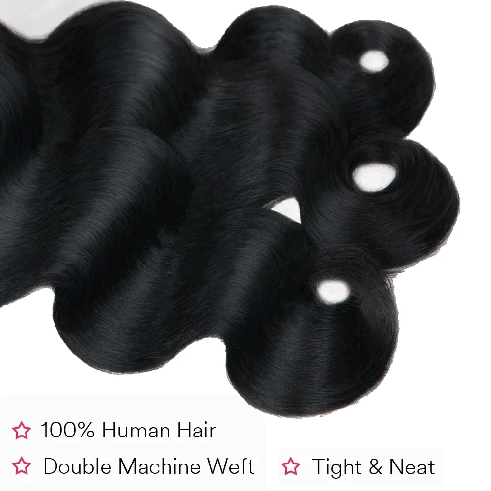 10 20 30 40 بوصة الجسم موجة 1/3/4 قطعة حزم البرازيلي ريمي غير المجهزة الشعر البشري متموجة مزدوجة تعادل حزم نسج ملحقات