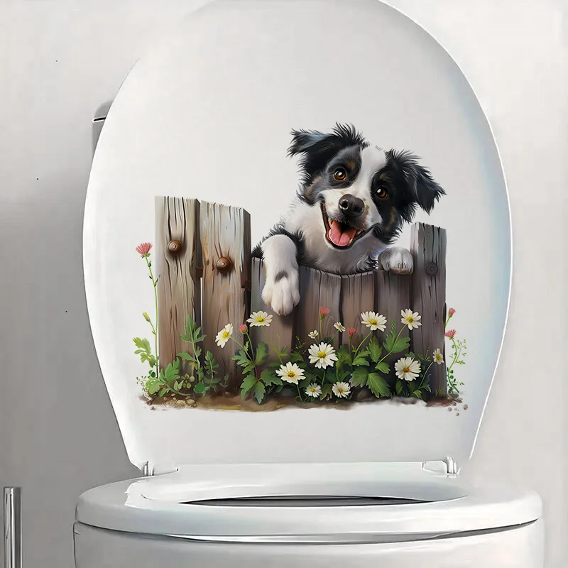 

C1232# Cute Dog Toilet Sticker, Durable Material, Perfect for Home Wall Decor, Aesthetic Room Decoration