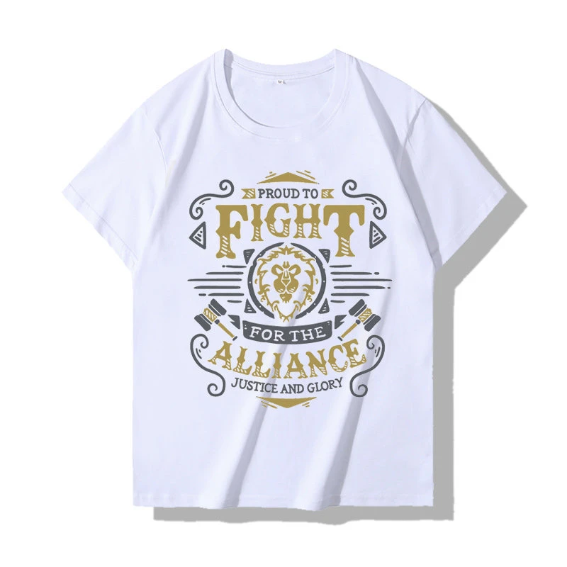 Sommer Neues World of Warcraft Kurzarm-T-Shirt Sommer Allianz Tribal Klassiker WOW Perimeter Herren und Damen Baumwolle Halbarm – Detail 3