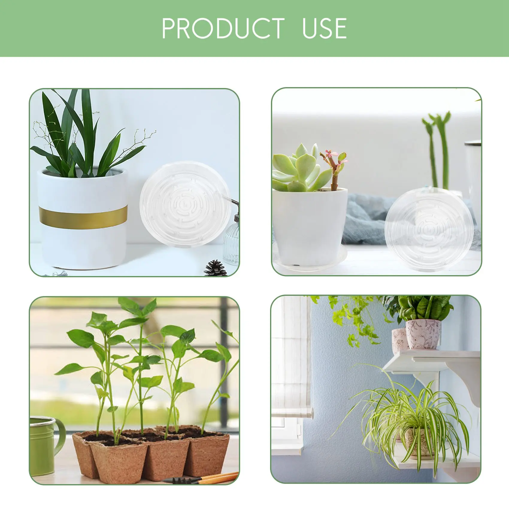 X11AA Plant Saucers, 10 Pack of 30cm (12 Inch), Transparent Flower Pot Drip Trays for Indoor & Outdoor Plants Garden Clear