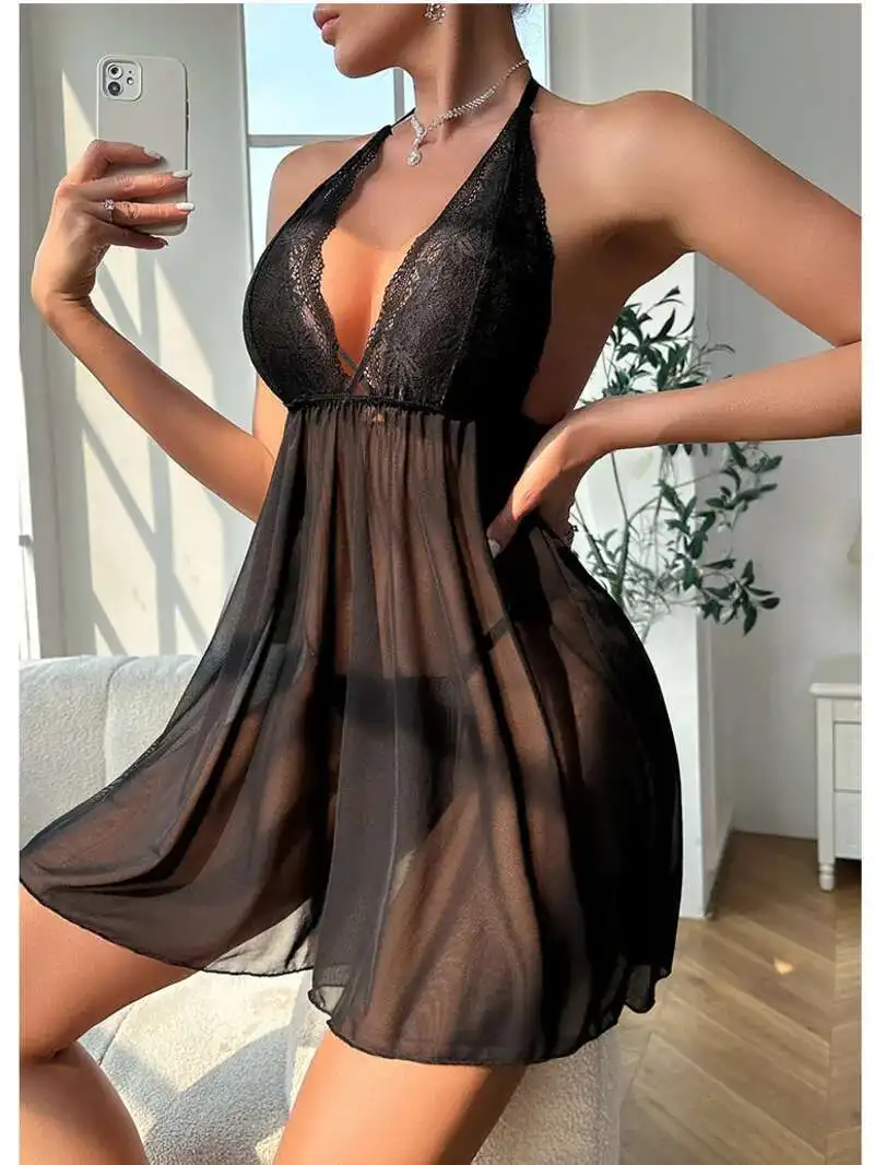 

Милое мини-платье с v-образным вырезом, новая удобная пижама, однотонная сетчатая одежда с открытой спиной и бретельками, элегантное корейское платье 2NU7