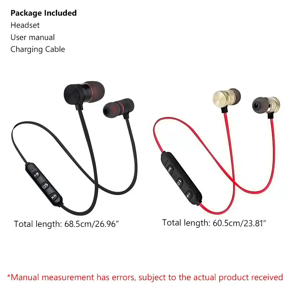 

Neckband Magnetic Wireless Earphones 4.1 Bluetooth Sports Earphone Stereo Earbuds Music Metal Headphones With Mic For All Phones