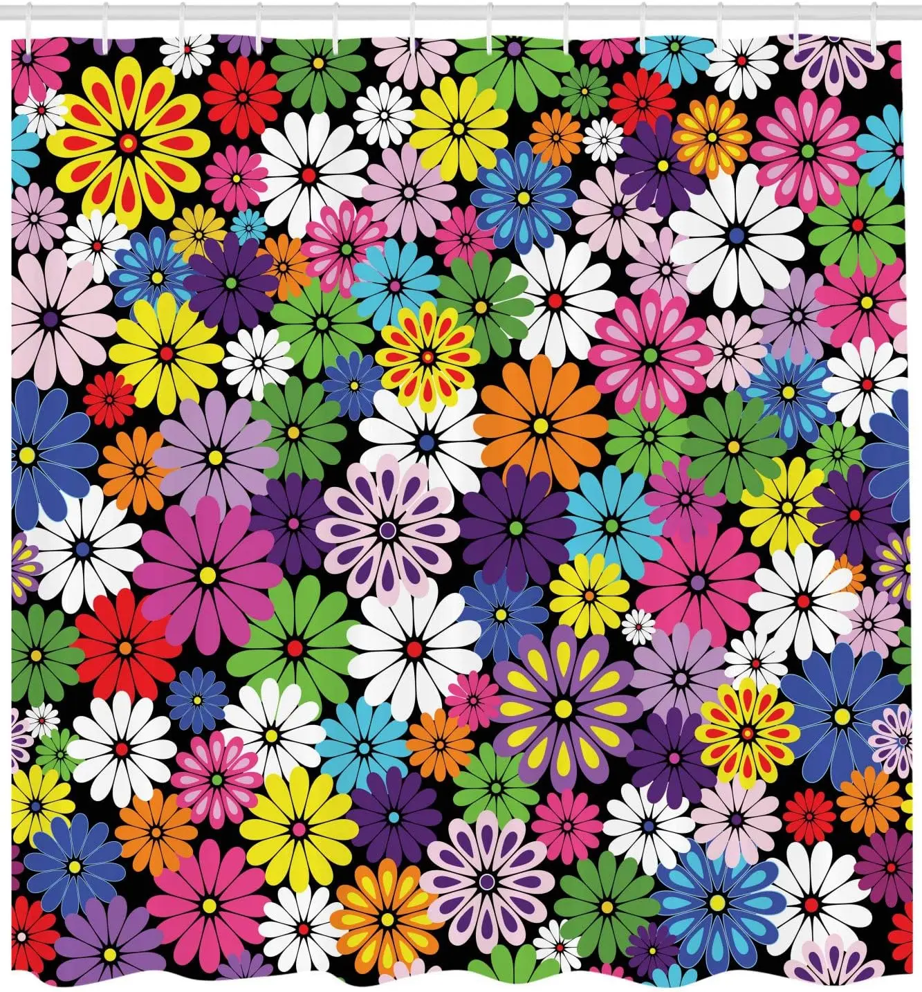 

Цветочная занавеска для душа, яркий цветочный узор с разноцветными цветами, ромашками, полевыми цветами, веселая натуральная ткань B