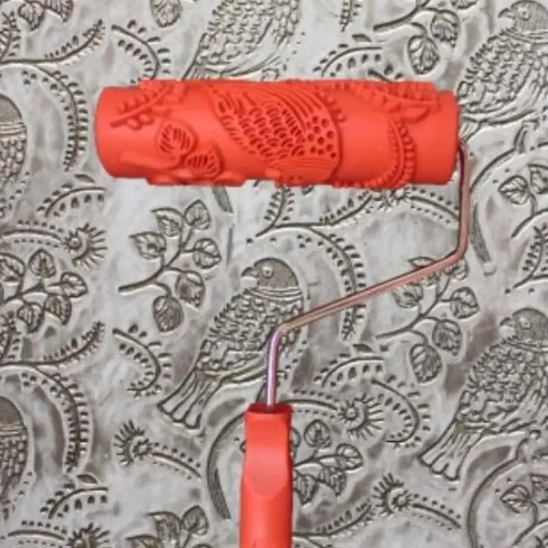 7 cali teksturowana farba do ptaków wałek do wytłaczania DIY wzorzysty wałek do malowania sztuka dekoracyjna gumowy wałek teksturowy do dekoracji ścian