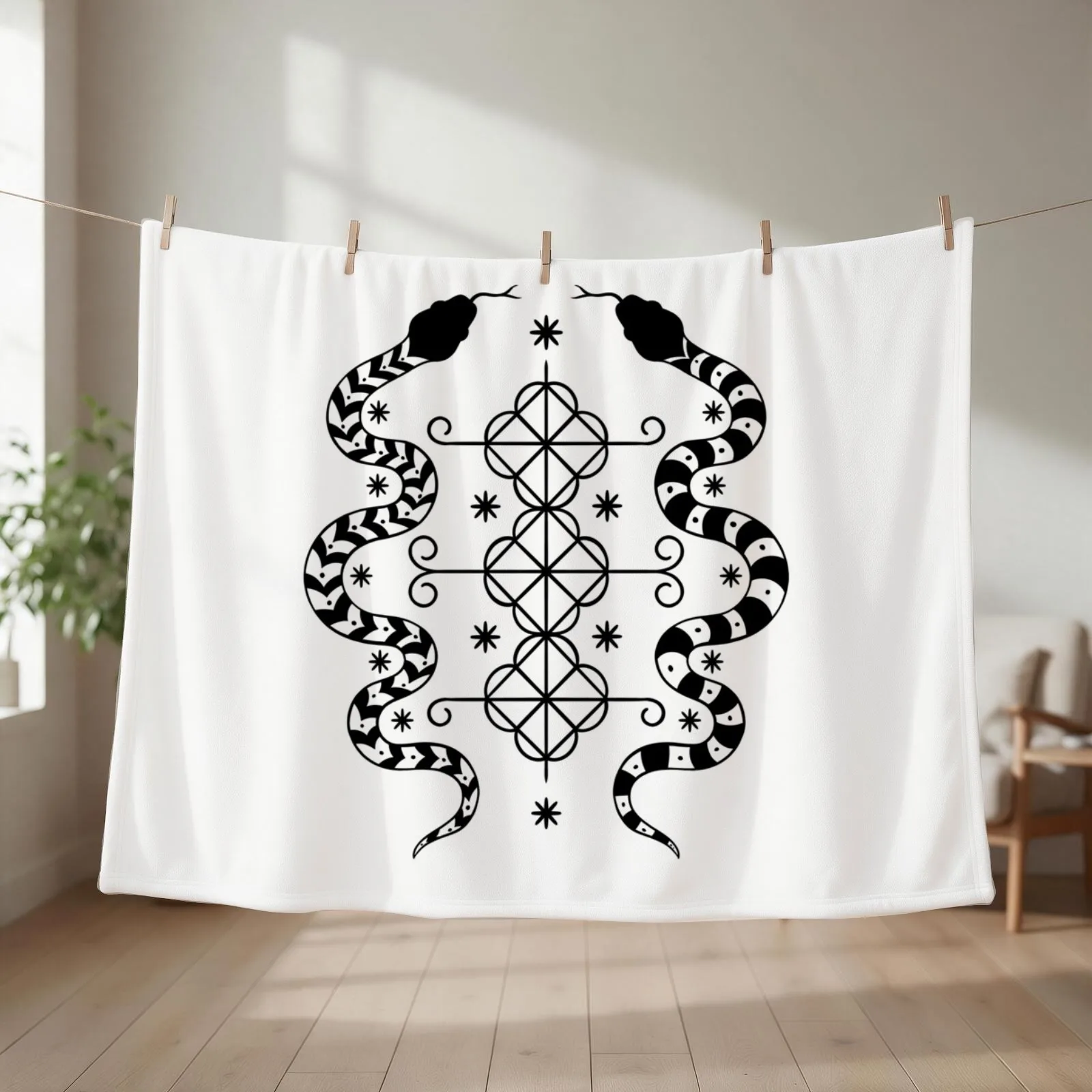 Damballah Wedo Veve loa symbol Throw Blanket Weighted Thins Beautifuls Hairys Blankets