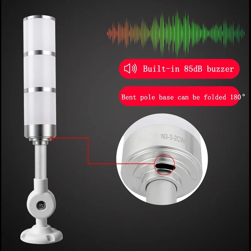 Luce impilabile multistrato industriale in alluminio grande 24V Asta pieghevole Torre di segnale a LED Allarme Attenzione Luce di sicurezza per macchine