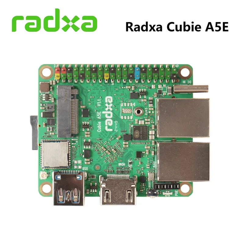 

Radxa Cubie A5E, A527 or T527 8-core CPU, Dual Gigabit Ethernet Ports, Industrial Grade and Supporting M.2 2230 NVMe SSD