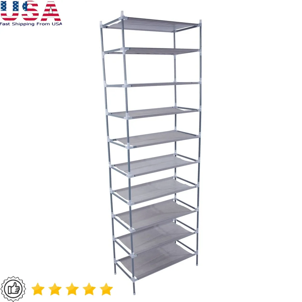 

10-Tier Non-woven Fabric Shoe Rack Durable Compact Space Saving Easy Assembly Home Office Dormitory Storage
