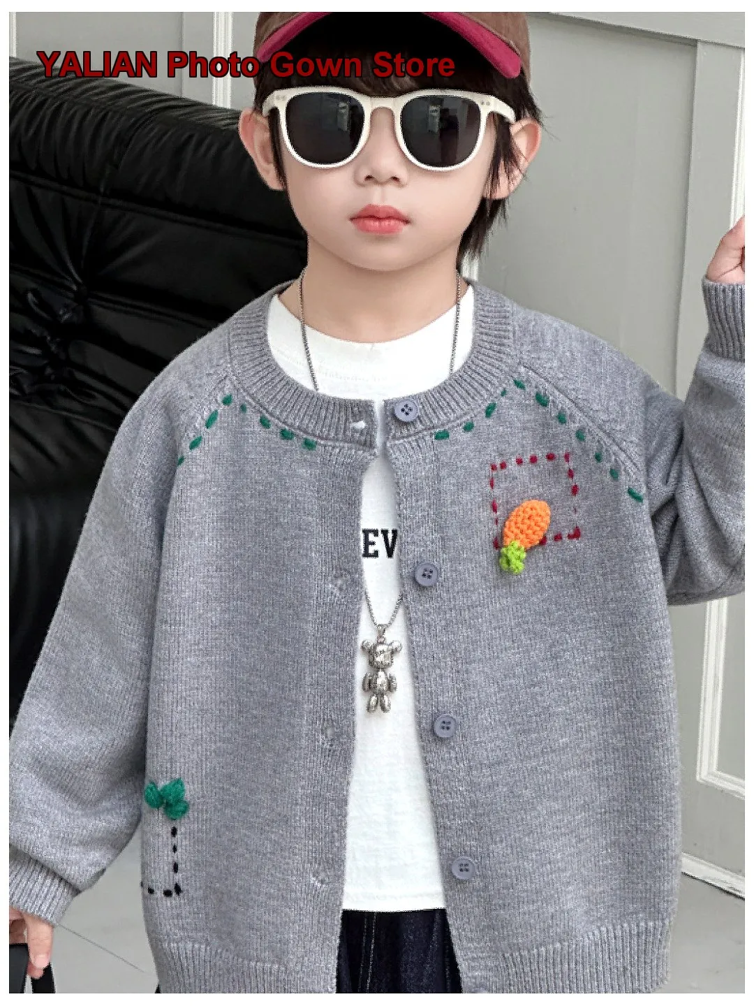 Boys Jacket Kids Autumn Spring Knit Top Solid Color Stylish Casual Trendy