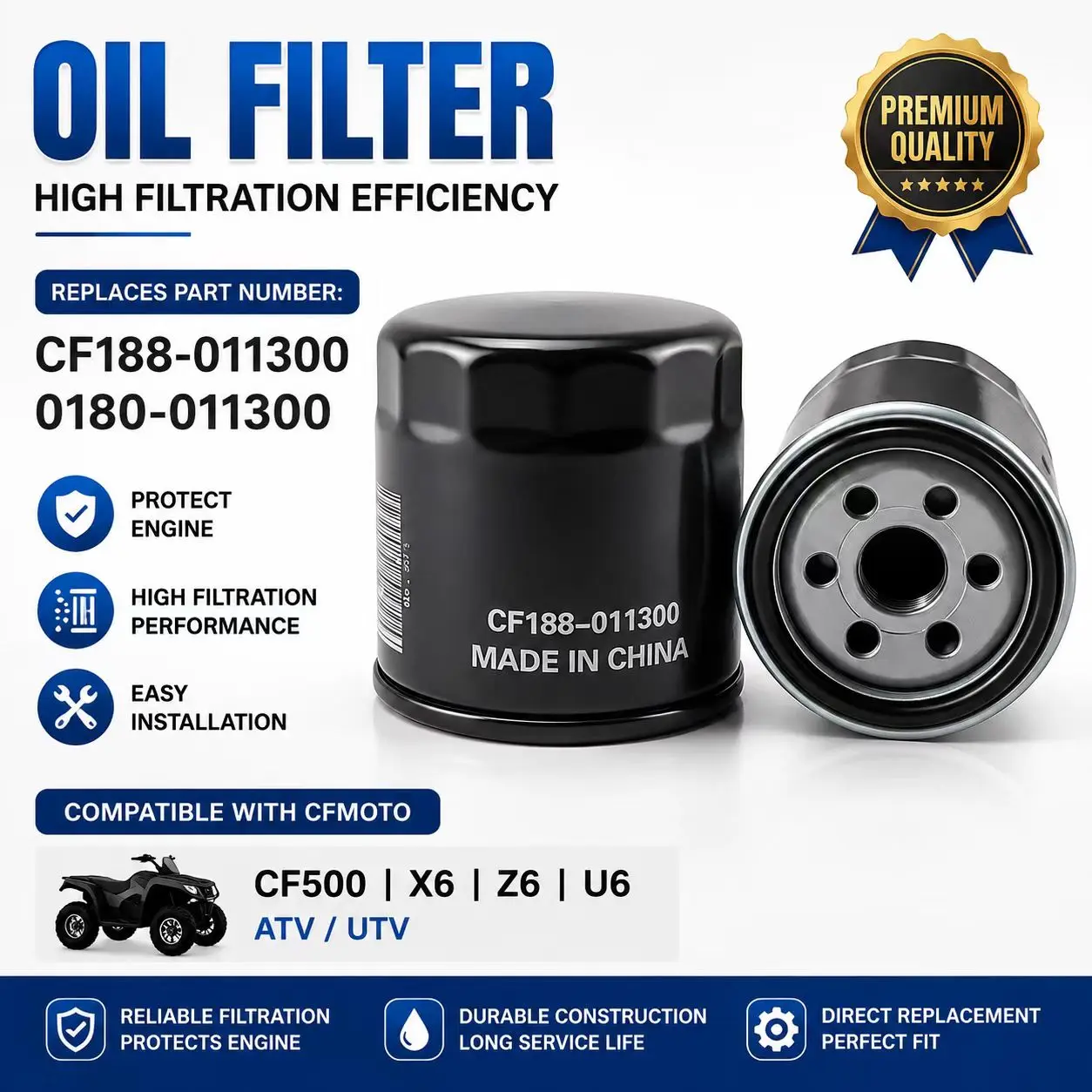 CF188-011300 0180-011300 Oil Filter Replacement For CFMoto CF500 500cc X6 Z6 U6 ATV UTV Engine