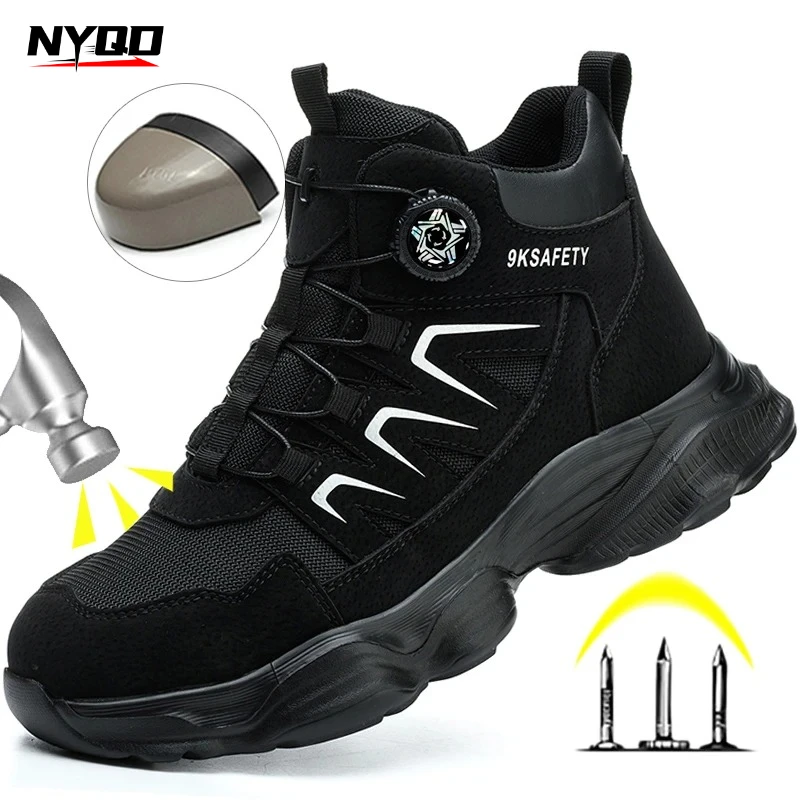 

Мотоциклетные защитные ботинки с вращающейся кнопкой, стальным носком, защитой от ударов и проколов, легкие, дышащие, рабочие.