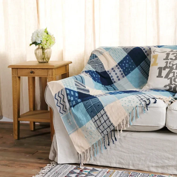 150x190/220x260cm Bohemian Chenille Blanket Retro Sofa Cover Decor Home Blankets Double-Sided Jacquard Tassels Bedspreads Cover