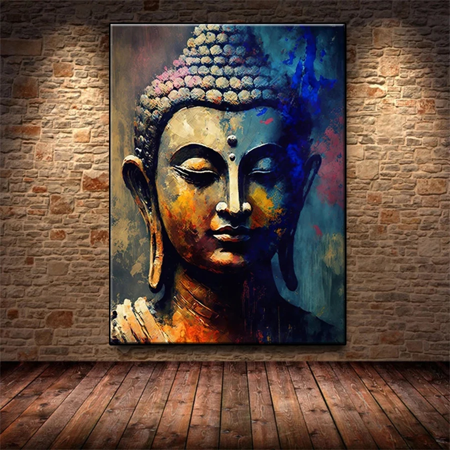 Diamante Mosaico Trapano completo Arte astratta colorata Statua di Buddha religioso Punto croce Diamante Ricamo Pittura artistica Decor Home