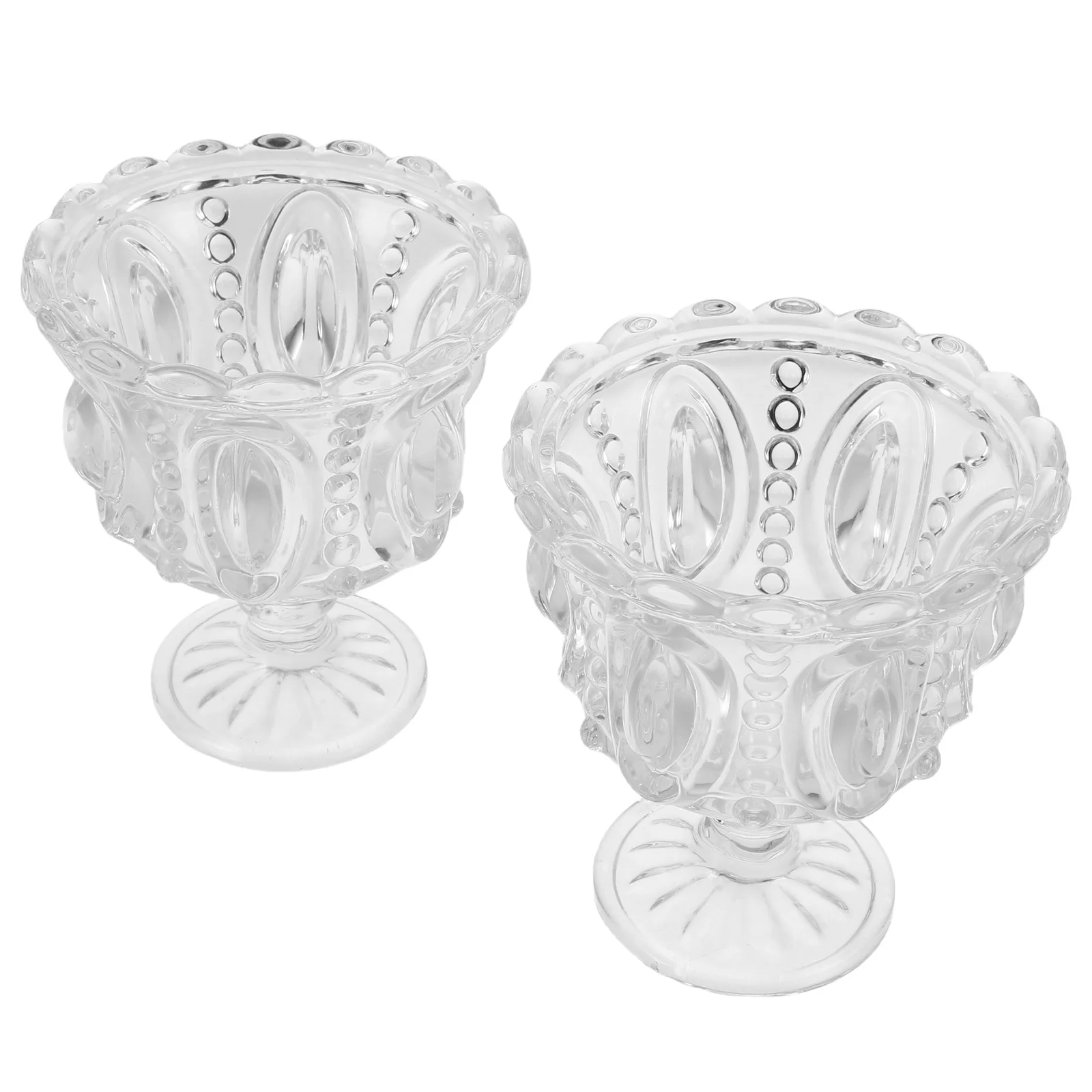 

2Pcs Elegant Footed Glass Dessert Bowls Clear Transparent Ice Cream Parfait Sundae Trifle Display Clear Dessert Cups