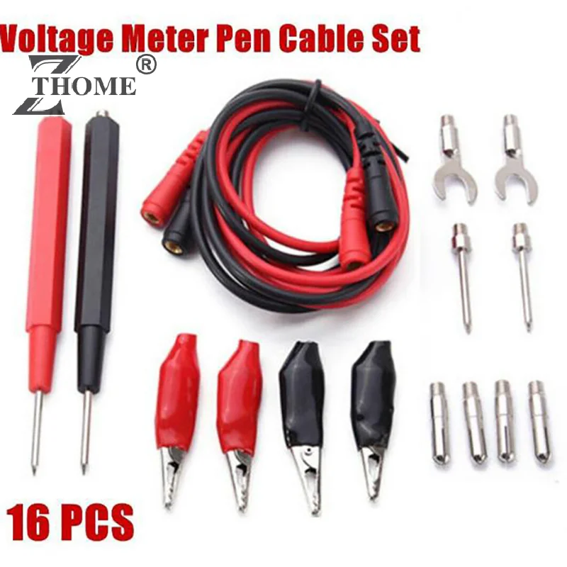 16 in 1 Digital Multimeter Test Leads Probes Volt Meter Cable Clip Alligator