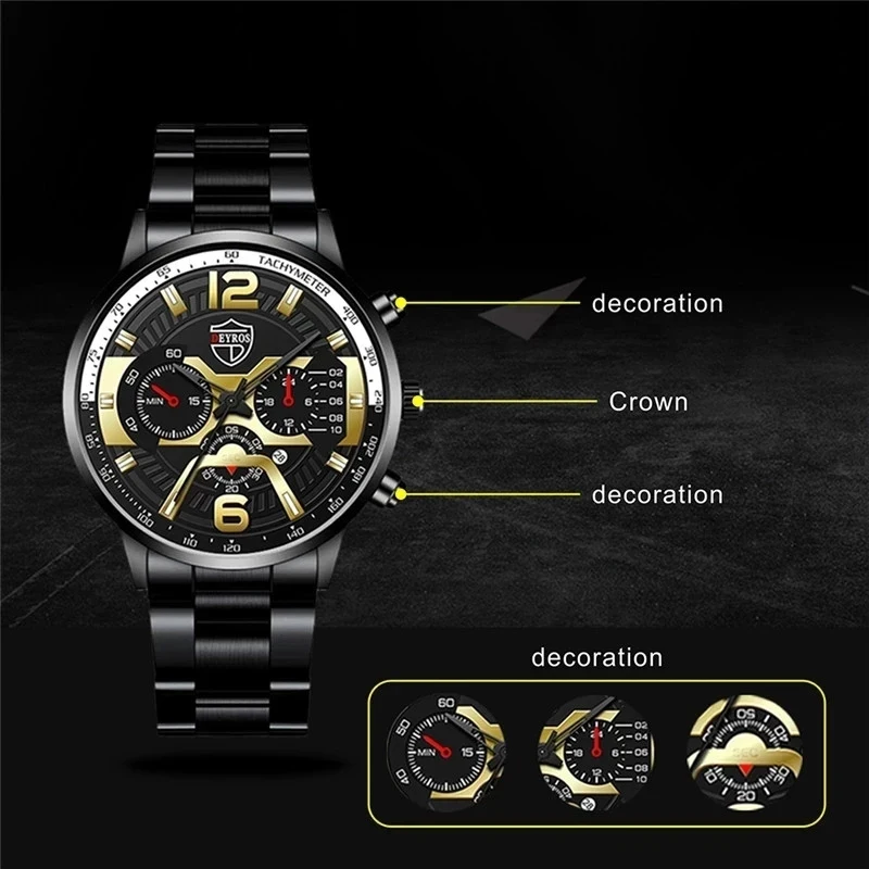 Luxury Fashion Watches for Men Business Stainless Steel Quartz Wristwatch Calendar Male Casual Sport Bracelet Luminous Clock