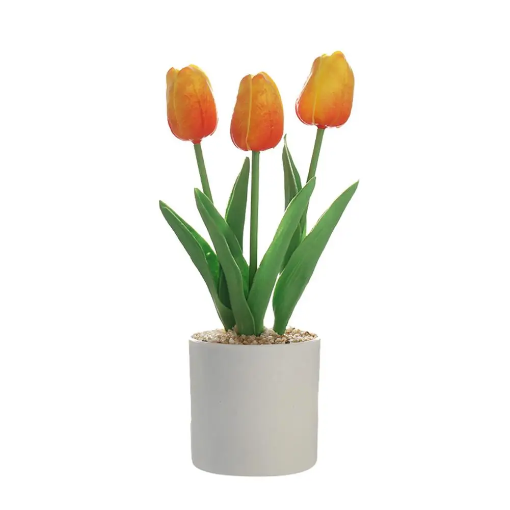 Artificial Tulips Flower Bonsai With Pot, Feel Good Best Decoration For Valentin's Day Office Room Home Dropship