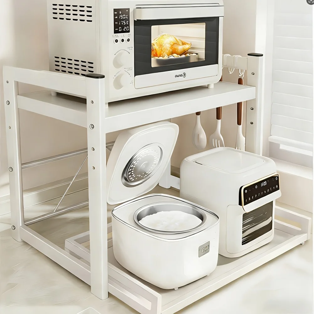 

Выдвижная кухонная полка для экономии пространства - Многоуровневая полка для плиты без сверления, с выдвижными ящиками, из нержавеющей стали