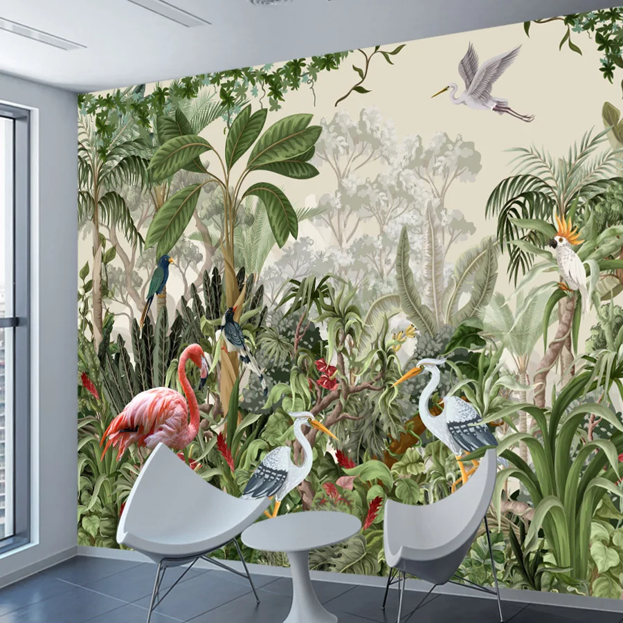 20+ Peel N Stick Flamingo Botanical Jungle Forest Photo Wallpaper for Living Room Wall Papers Home Decor Panel Renovation Mural