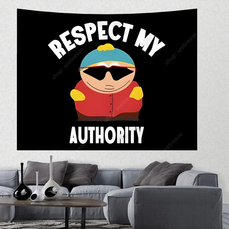 Respect My Authority Flag Tapestry Funny Meme Tapestry Wall Hanging for College Dorm Bedroom Living Room Decor Curtain Blanke #