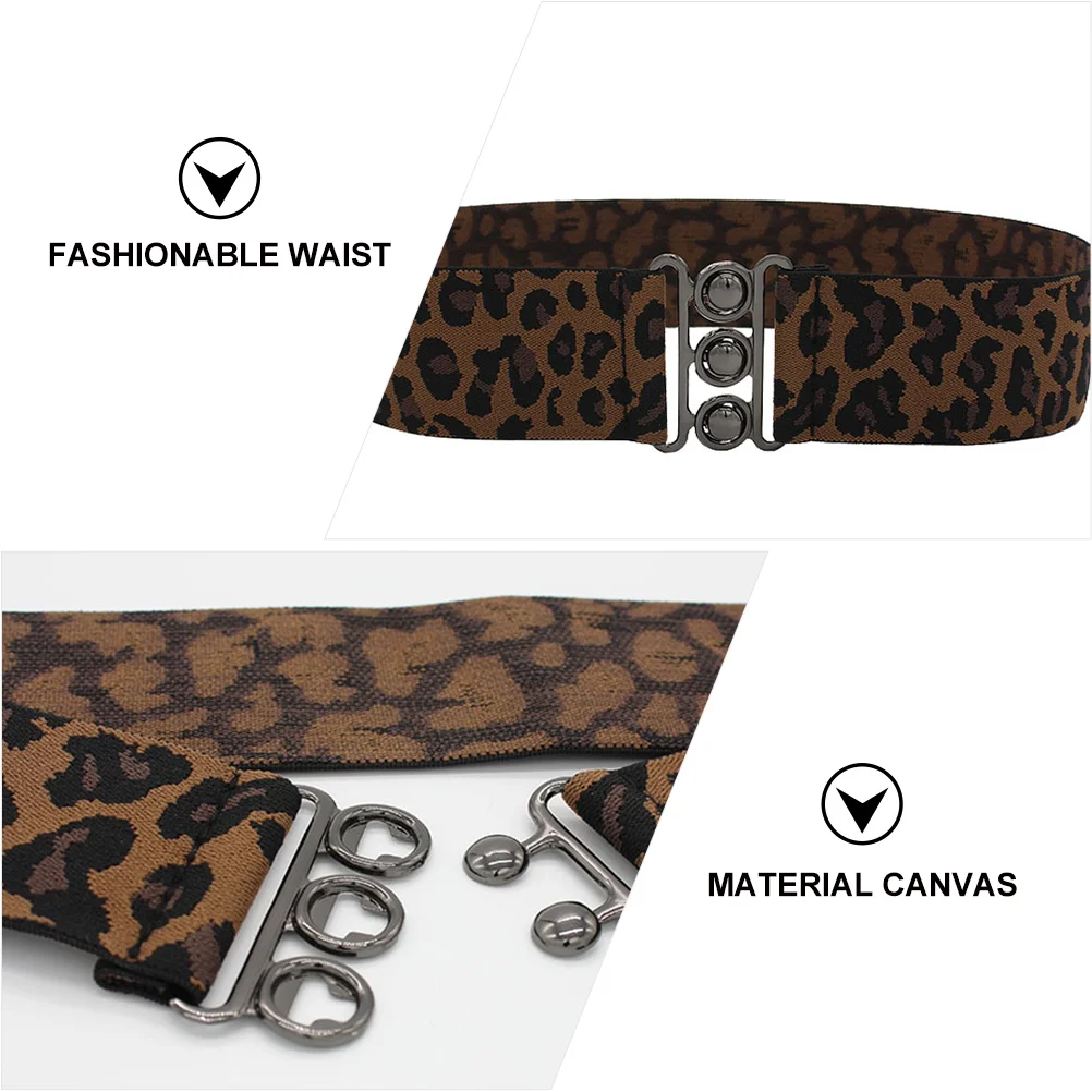 

1pc Leopard Print Elastic Wide Waist Belt For Women Stylish Dress Girdle Cummerbund Decorative Belt Perfect Gift For Lady