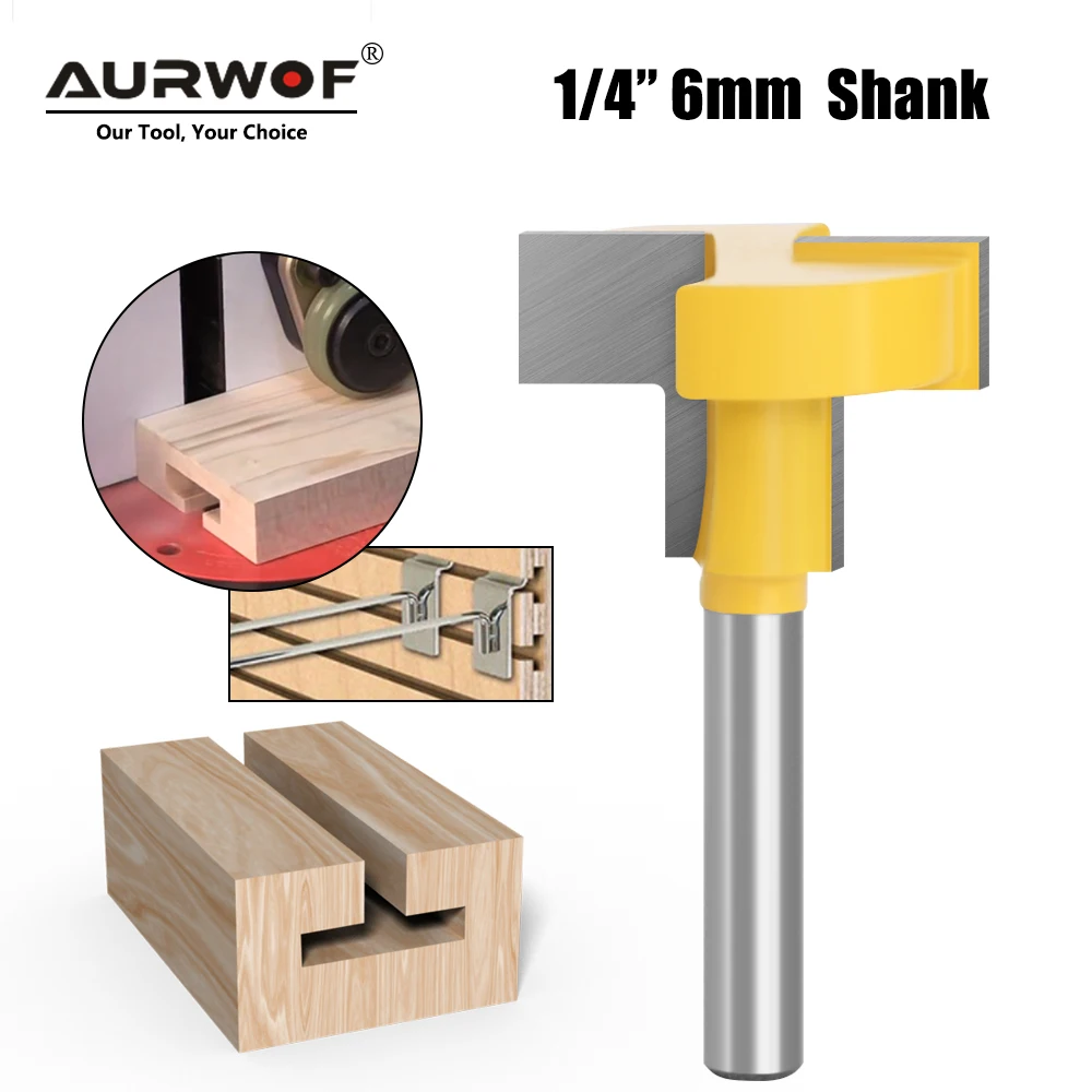 

LAVIE 6mm 6.35mm Shank T-Slot Milling Straight Edge Slotting Knife Cutter Router Bits Milling Cutting Handle for Wood Working