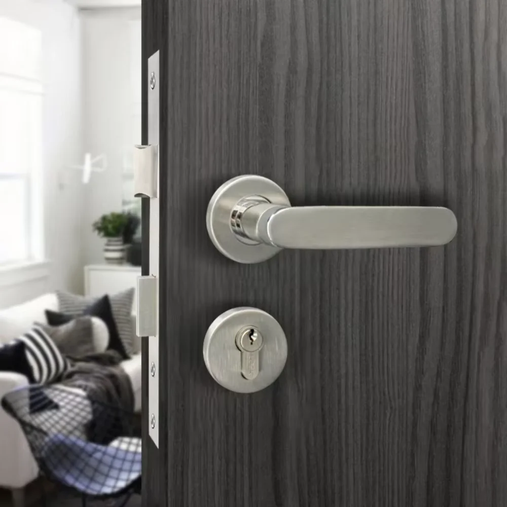 High quality 304 stainless steel lever lock with cylinder inner door lock rust-proof oval tube handle lock