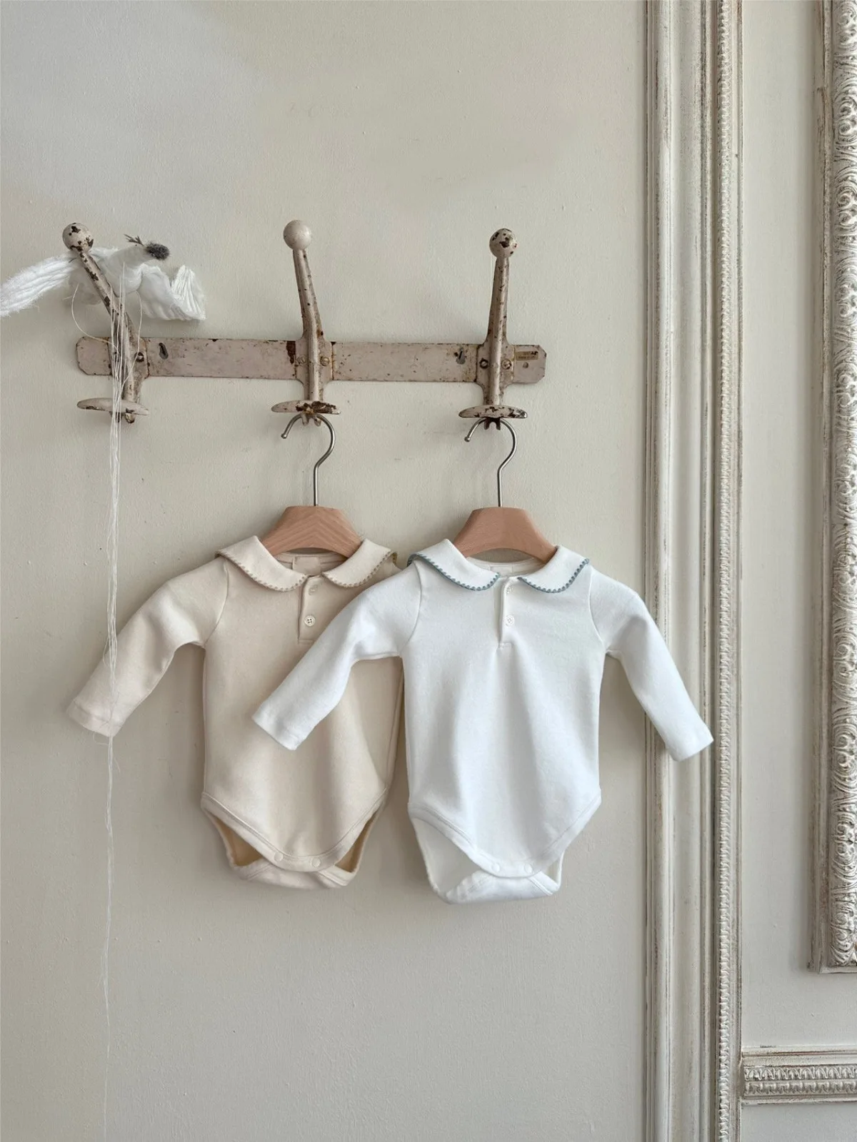 

2026 Spring New Baby Long Sleeve Bodysuit Cotton Infant Girl Cute Lapel Jumpsuit Toddler Solid Casual Newborn Clothes 0-24M