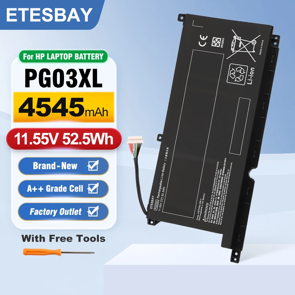 ETESBAY PG03XL For HP Pavilion Gaming 15-DK dk0003nq 15-dk0020TX 15-ec 15-ec0000 OMEN 5X FPC52 Series HSTNN-OB1I  Laptop Battery