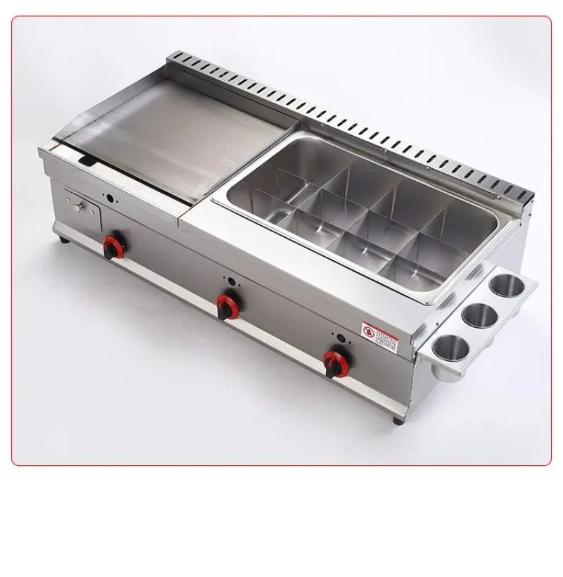 Commercial Gas Griddle Fryer Combo, Stainless Steel Snack Cooking Equipment for Pancake Teppanyaki