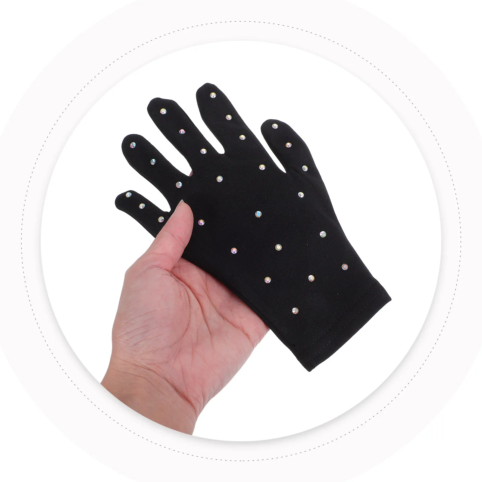 1 Par de Guantes de Alto Rendimiento para Patinaje Artístico, Deportes sobre Hielo, Baile, Fiestas, Diseño Decorativo con Pedrería, Transpirables