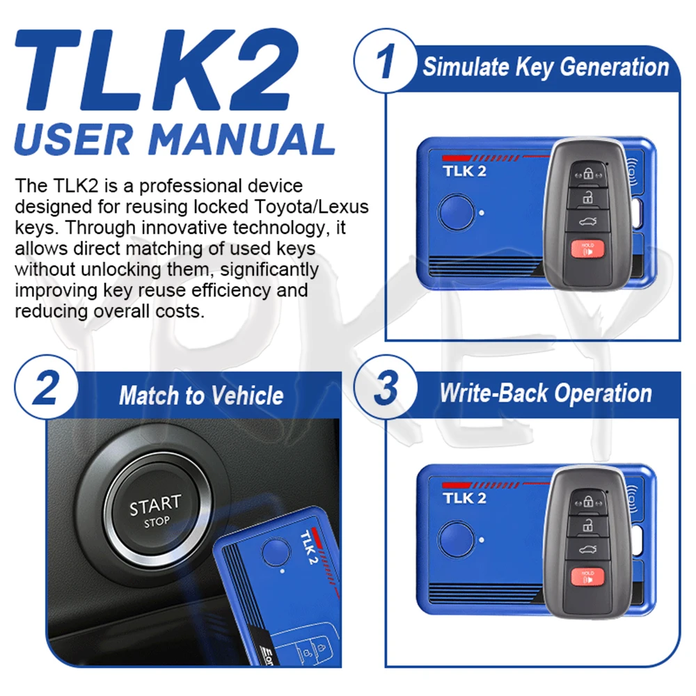 TLK2 EONEBOSS Unlocking Tool For Original Locked Key For Toyota For Lexus 4A-AA BA Chip Unlock Device Reset Programmer Tool