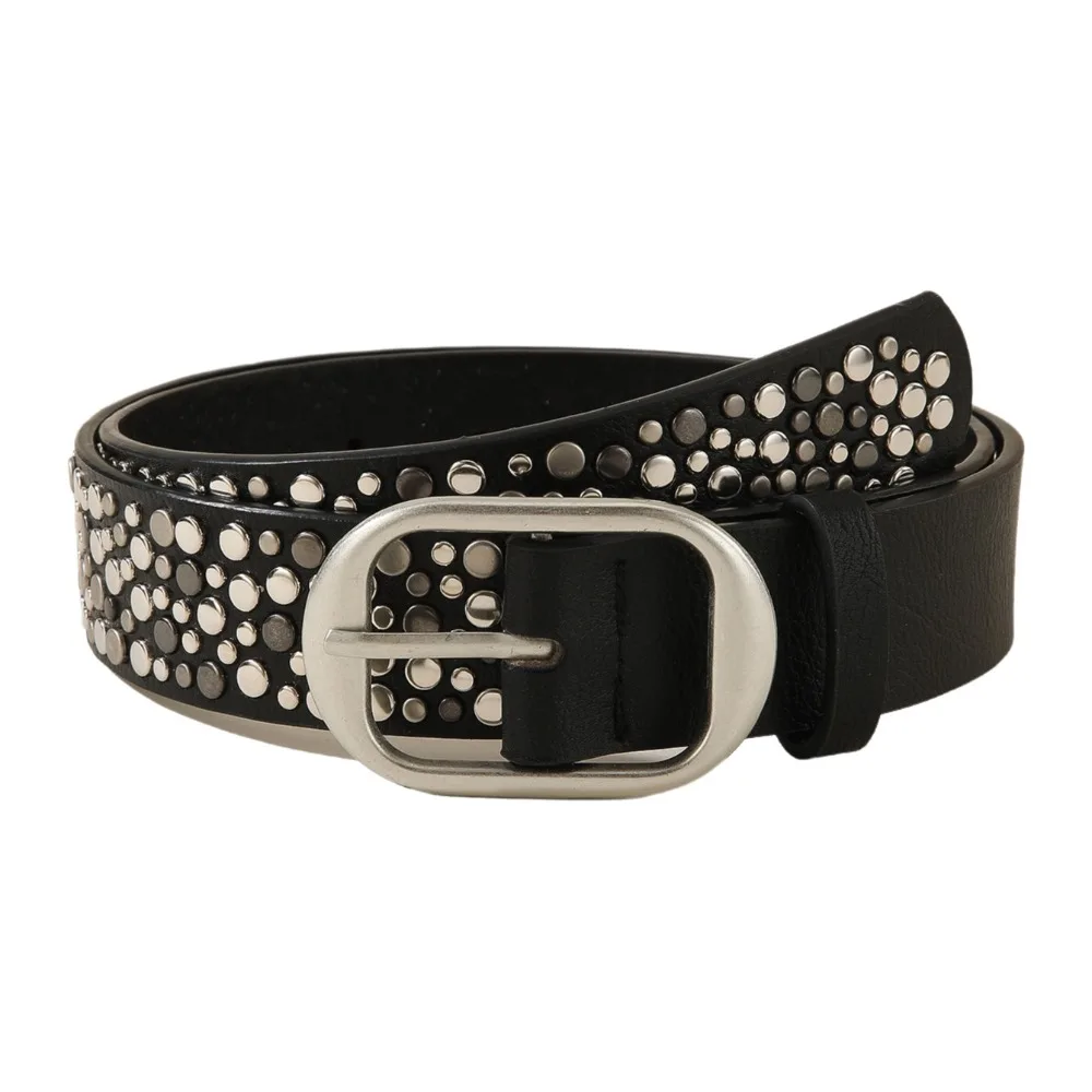 Alloy Buckle Women's Belt Rivet Decoration Punk Style Casual Waist Belt Pu Leather Irregular Design Belt Pants Decoration