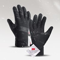Cycling Gloves Winter Touch Screen Motorcycle Gloves Outdoor Scooter Windproof Riding Ski Gloves Warm Bike Gloves Black