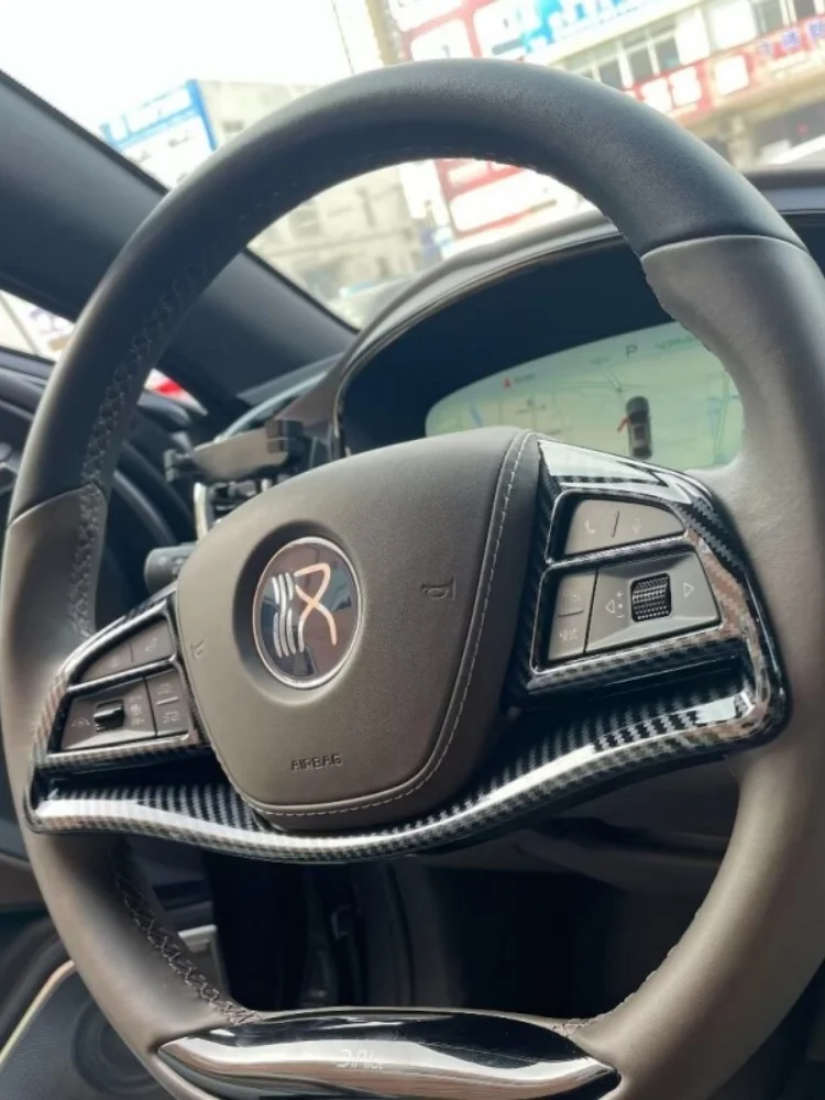 ل BYD Han DMI DMP EV 2022-2024 عجلة القيادة زر الإطار الزخرفية الترتر تعديل السيارة الداخلي
