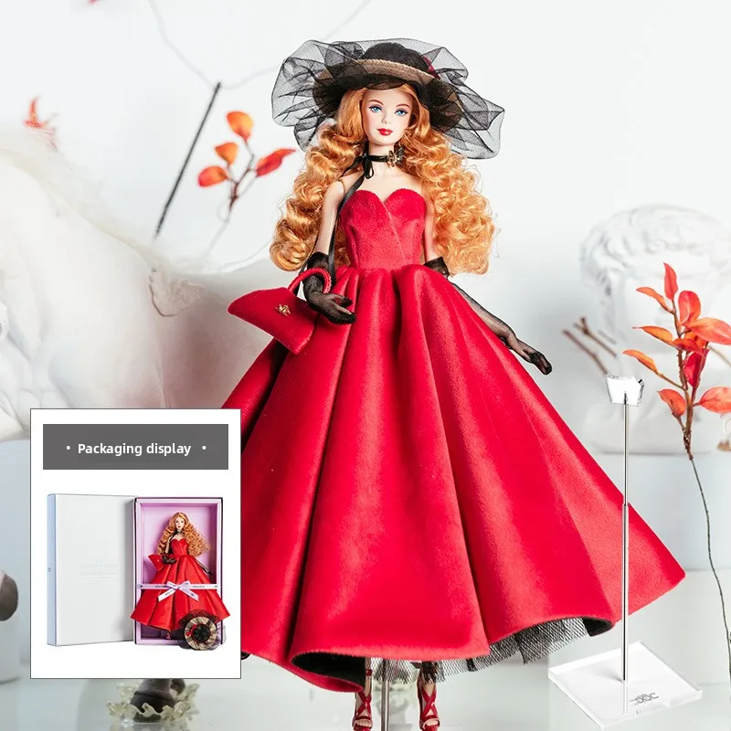 Lalka Supermodelka 32 cm z Ubraniami, z Uchwytami na Lalkę, Garnitur, Modna Sukienka Wieczorowa, Seria Sukienek Księżniczki, Zabawki DIY, Prezenty Kolekcjonerskie w Pudełku