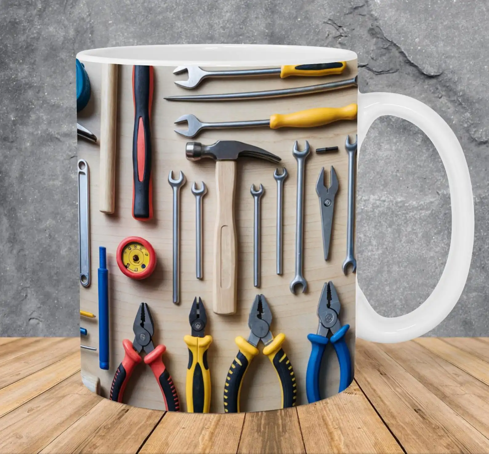 3D Tools Instruments Mug Wrap Template 11oz 15oz Builder Handyman Mug Sublimation Design PNG Instant Digital Download