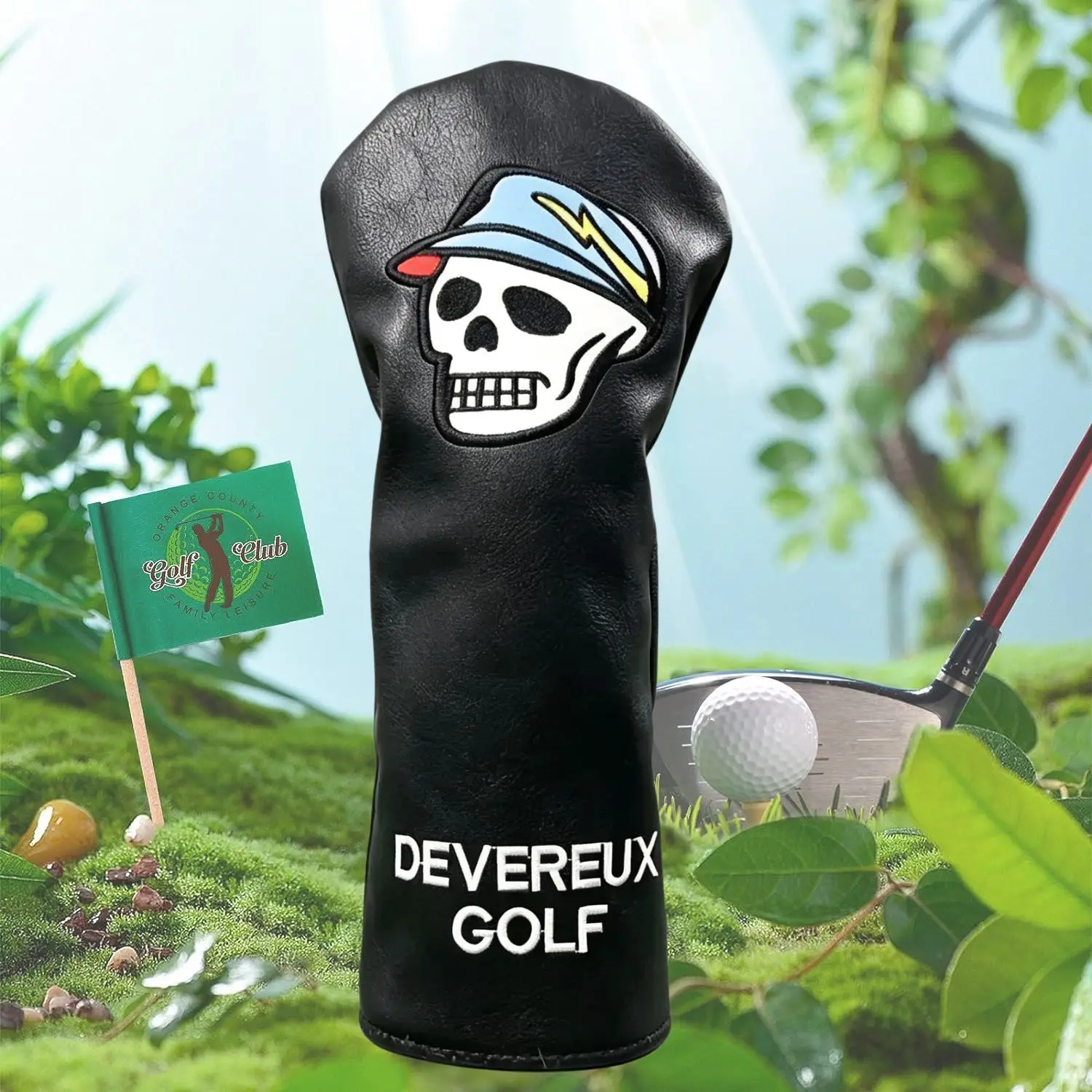 Skull Design Golf Club Driver Covers, Exquisite embroidery Patterns Golf Hat Cover Golf Accessories for Men Fits Any Size