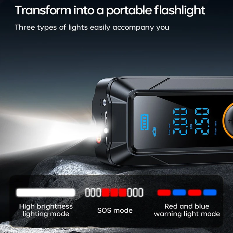 Wireless Car Tire Inflator Air Pump Portable Air Compressor Electric Air Injector LCD Display for Car Bike Motorcycle Tyre Ball