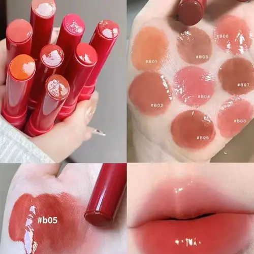 HERORANGE 하이 스위트 글리터 입 레드 립 글레이즈, 천연 비 염색 유리 거울, 플레인 클리어 립 글로스 