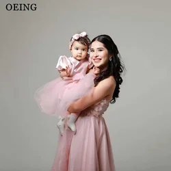 OEING Glitter Mother And Daughter Prom Dresses Sweet Strapless Ruffles Mom And Kid Formal Party Gown Photography Celebrity Dress