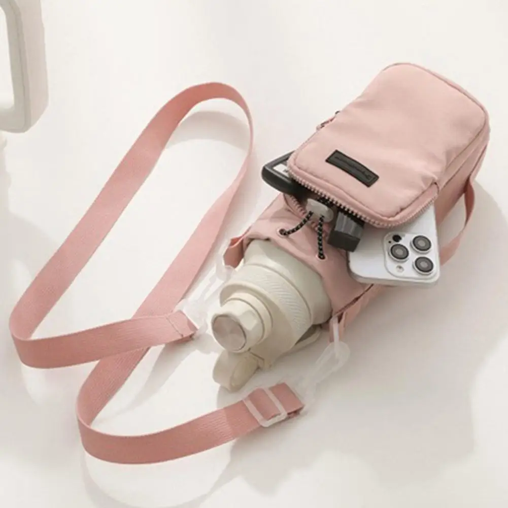 

Портативная сумка для бутылки с водой с регулируемым плечевым ремнем, рукав для бутылки с водой для прогулок, пеших прогулок, кемпинга, тренажерного зала, сумка для мобильного телефона