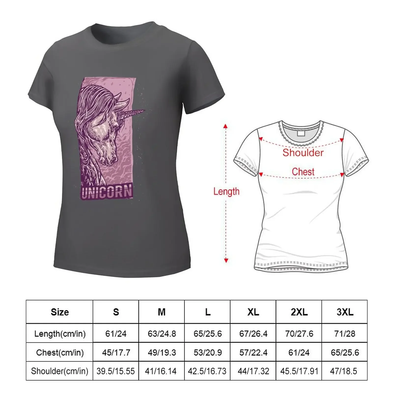 The fancy unicorn horse cartoon style illustration T-shirt lady clothes Aesthetic clothing tees t-shirts for Women loose fit