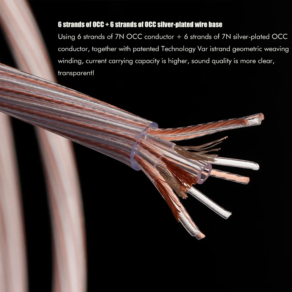 Pair Speaker Cable 12-strand occ silver mixed occ silver plated Audio Cable Banana to Banana y sapde  Loudspeaker Cable