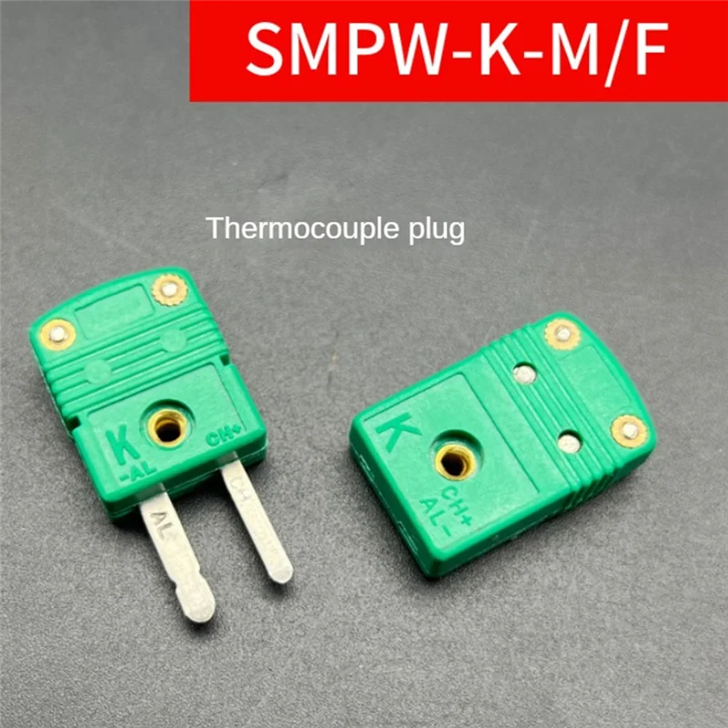 2 Set Mini K Type Thermocouple Wire Connectors Male Female Plug Adapter 200°C(392°F) for Thermocouple Sensor Probe Green